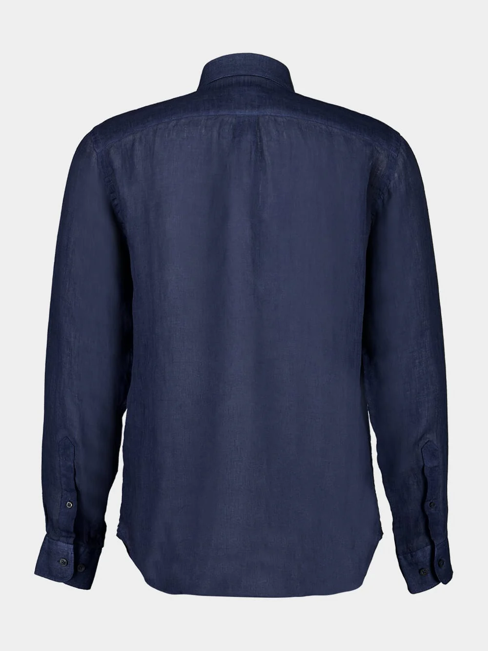 Navy Blue Faded Linen Long-Sleeve Shirt - Image 2