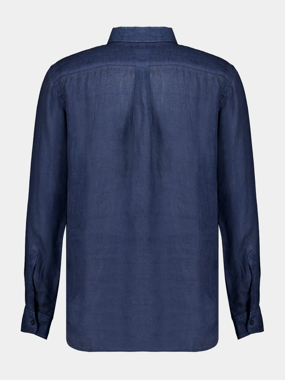 Navy Blue Linen Long-Sleeved Shirt - Image 2