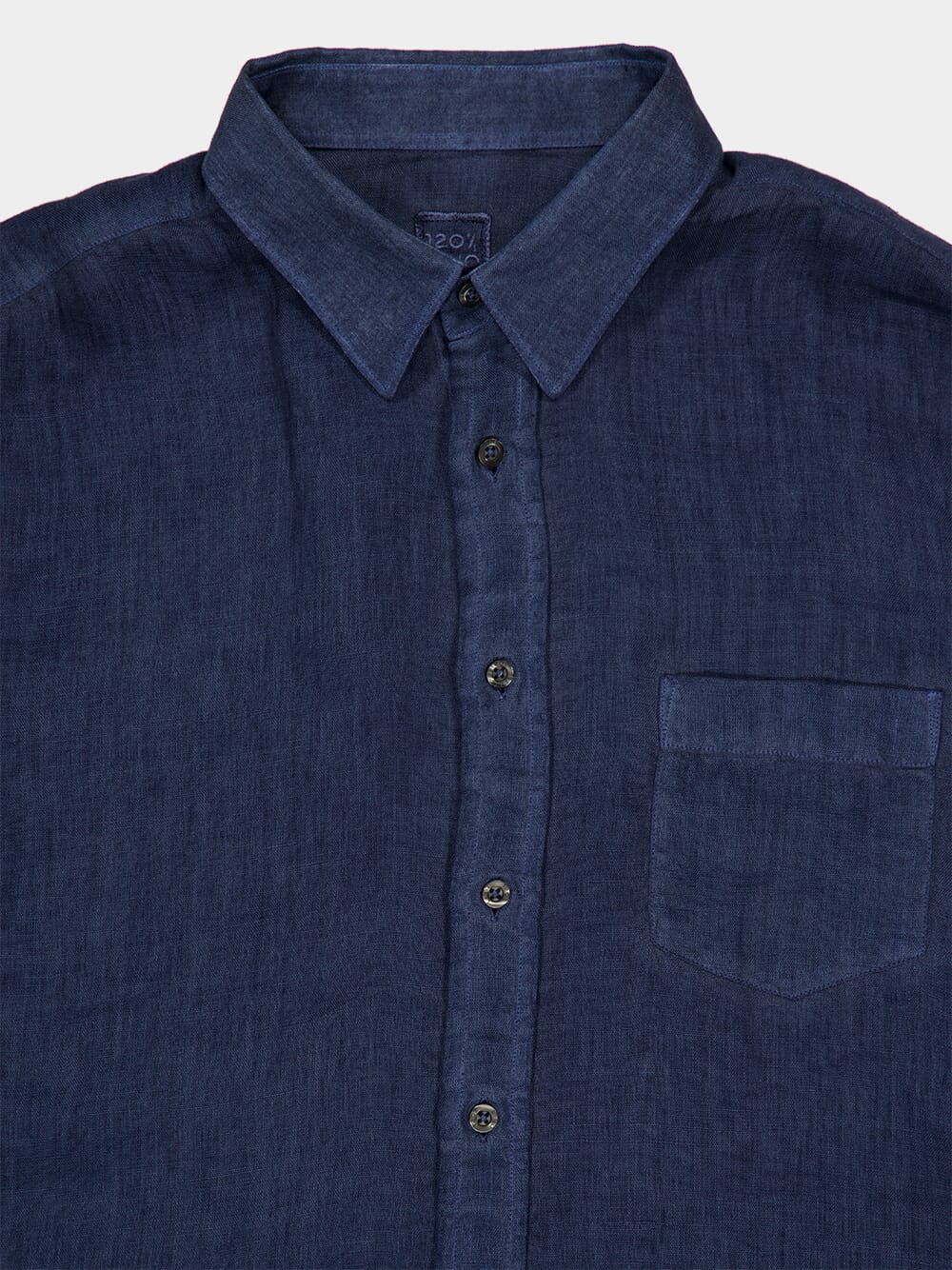 Navy Blue Linen Long-Sleeved Shirt - Image 3