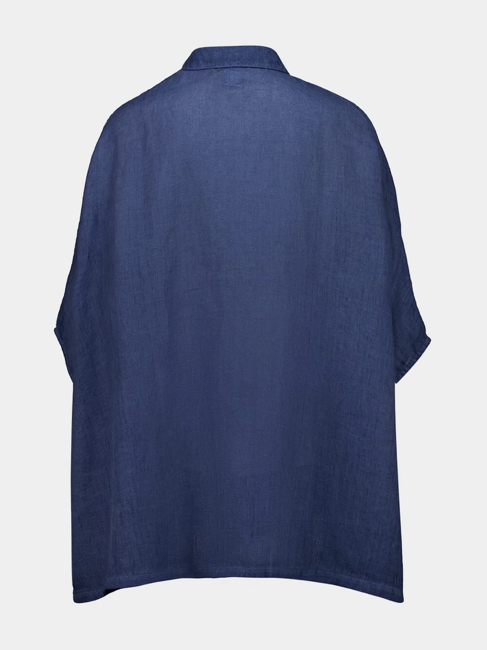 Navy Blue Short Sleeve Linen Shirt - Image 2