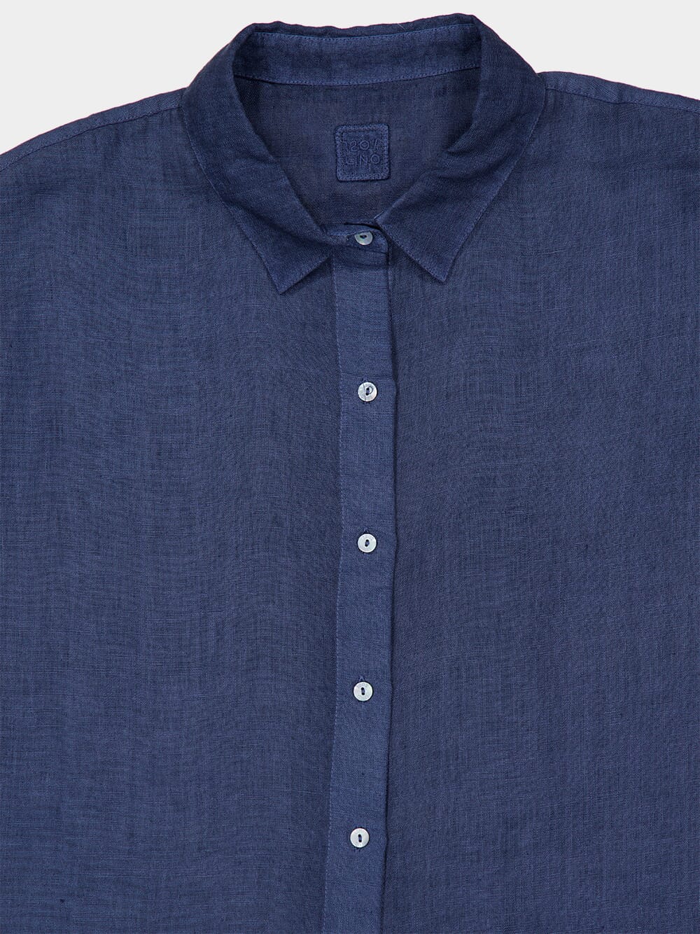 Navy Blue Short Sleeve Linen Shirt - Image 3