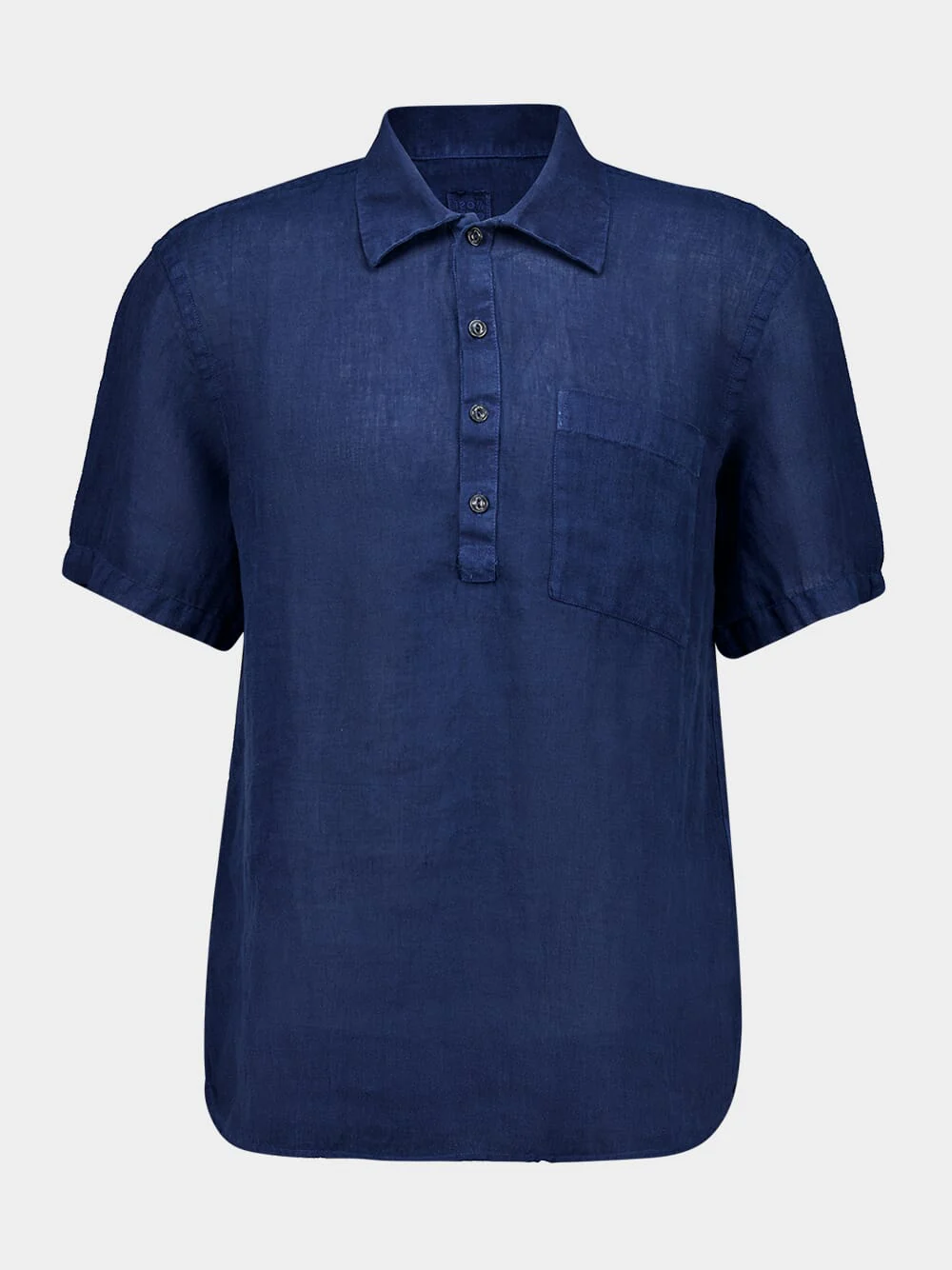 Navy Linen Short-Sleeve Regular Shirt