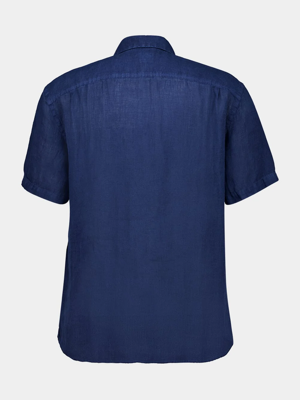 Navy Linen Short-Sleeve Regular Shirt - Image 2