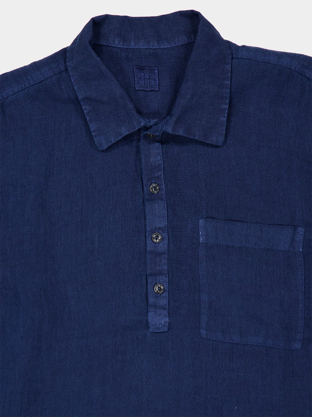 Navy Linen Short-Sleeve Regular Shirt - Image 3