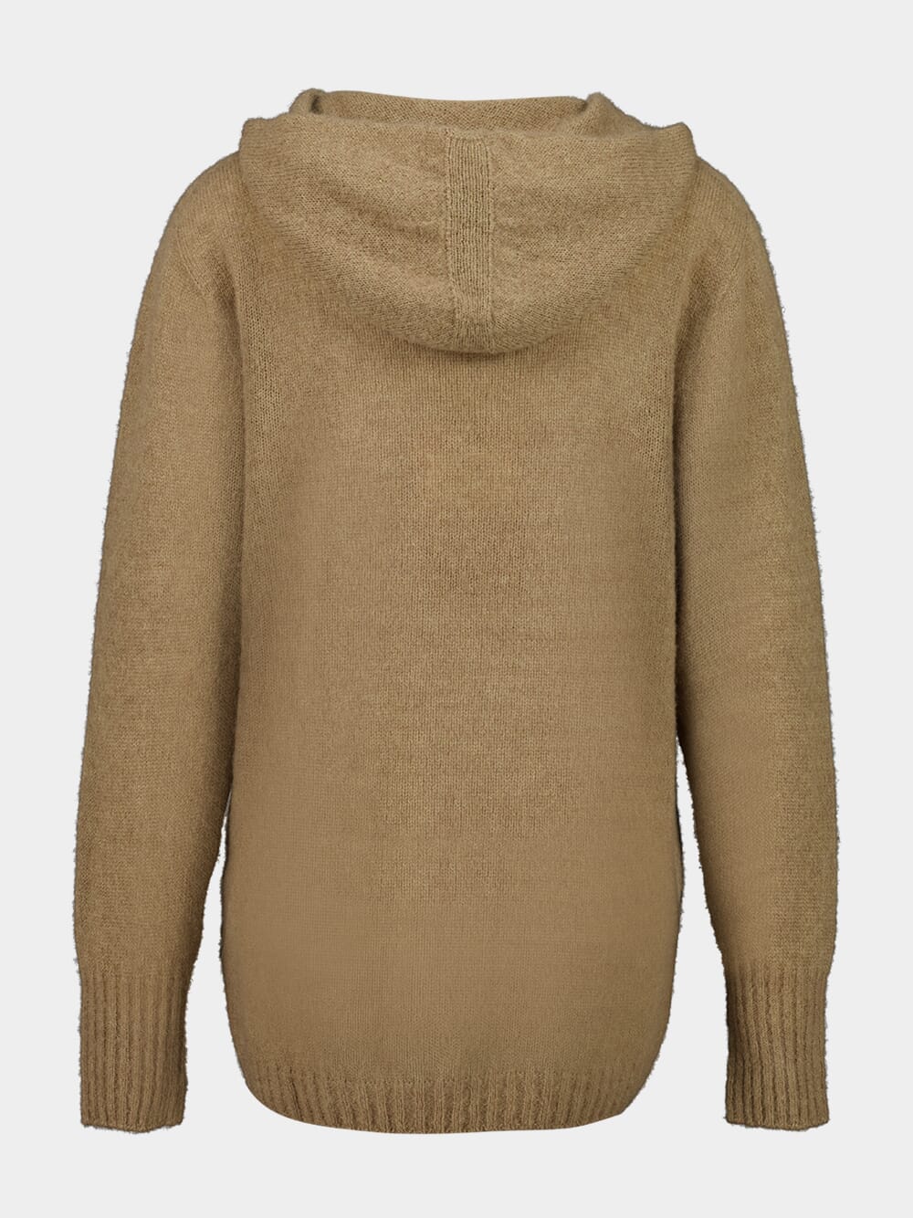 Nut Beige Wool Cashmere Hooded Sweater - Image 2