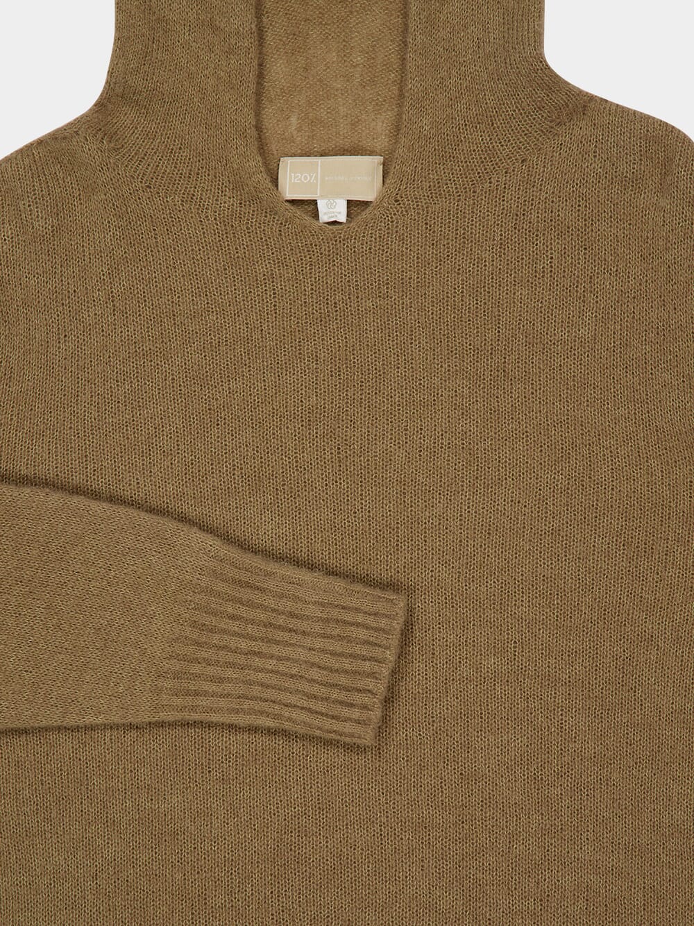 Nut Beige Wool Cashmere Hooded Sweater - Image 3
