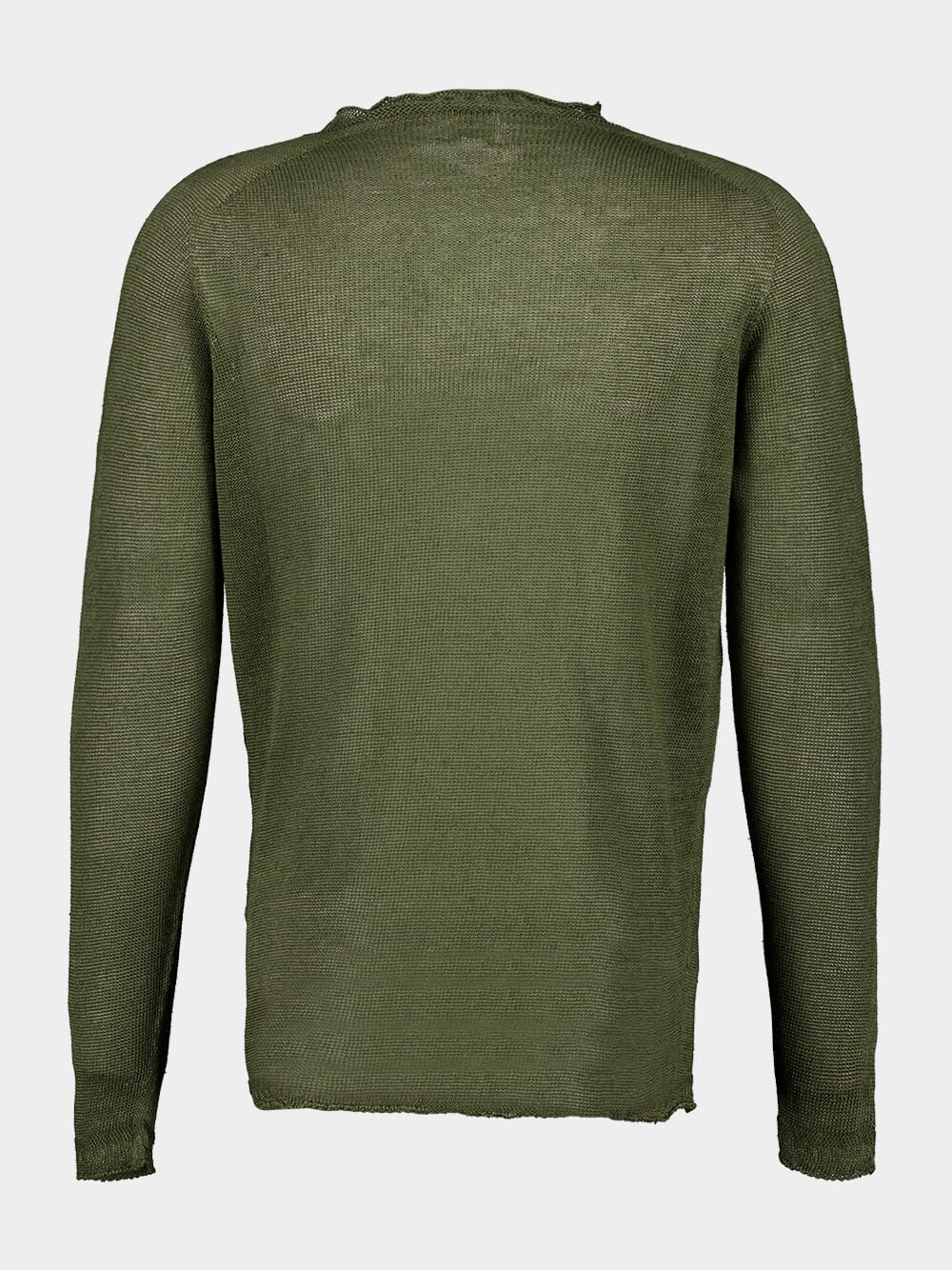 Olive Soft Fade Linen Long Sleeve Sweater - Image 2