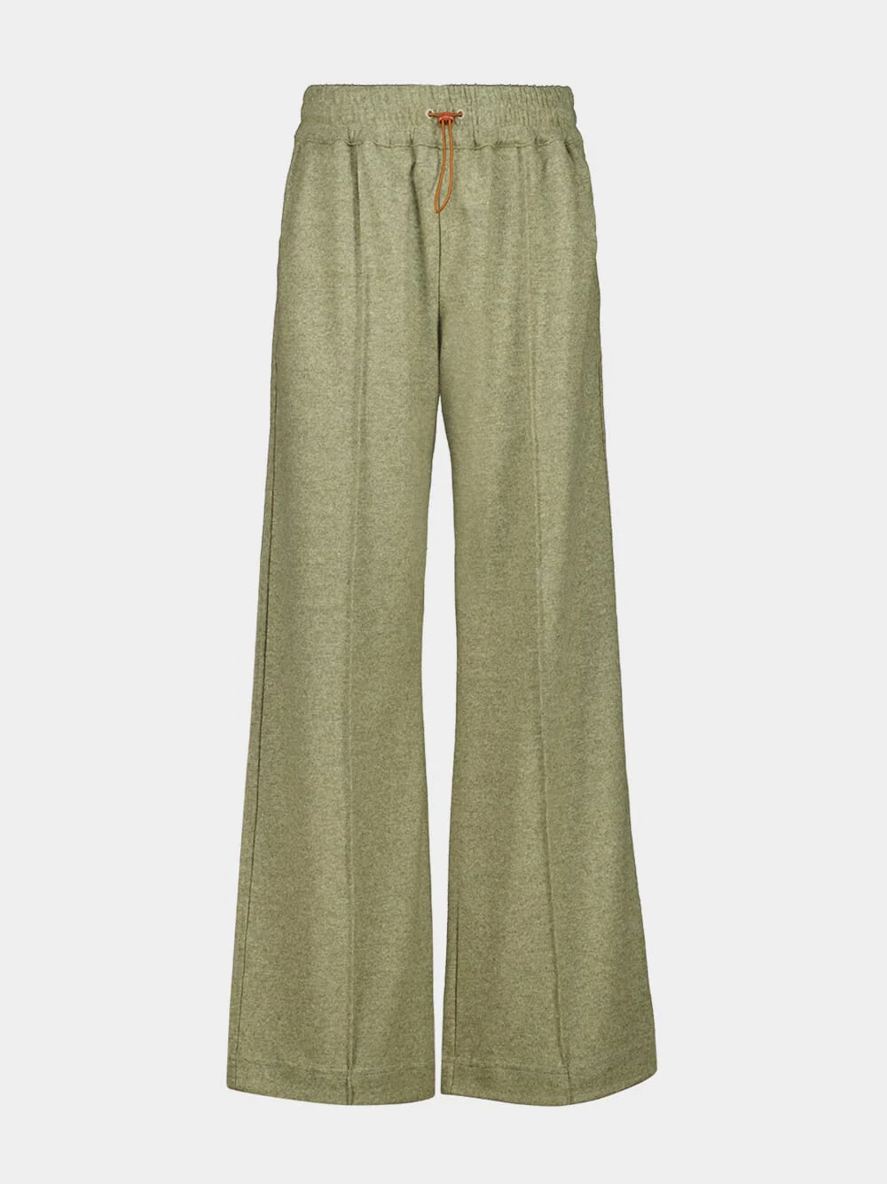 Pistache Green Wool and Cashmere Wide-Leg Trousers