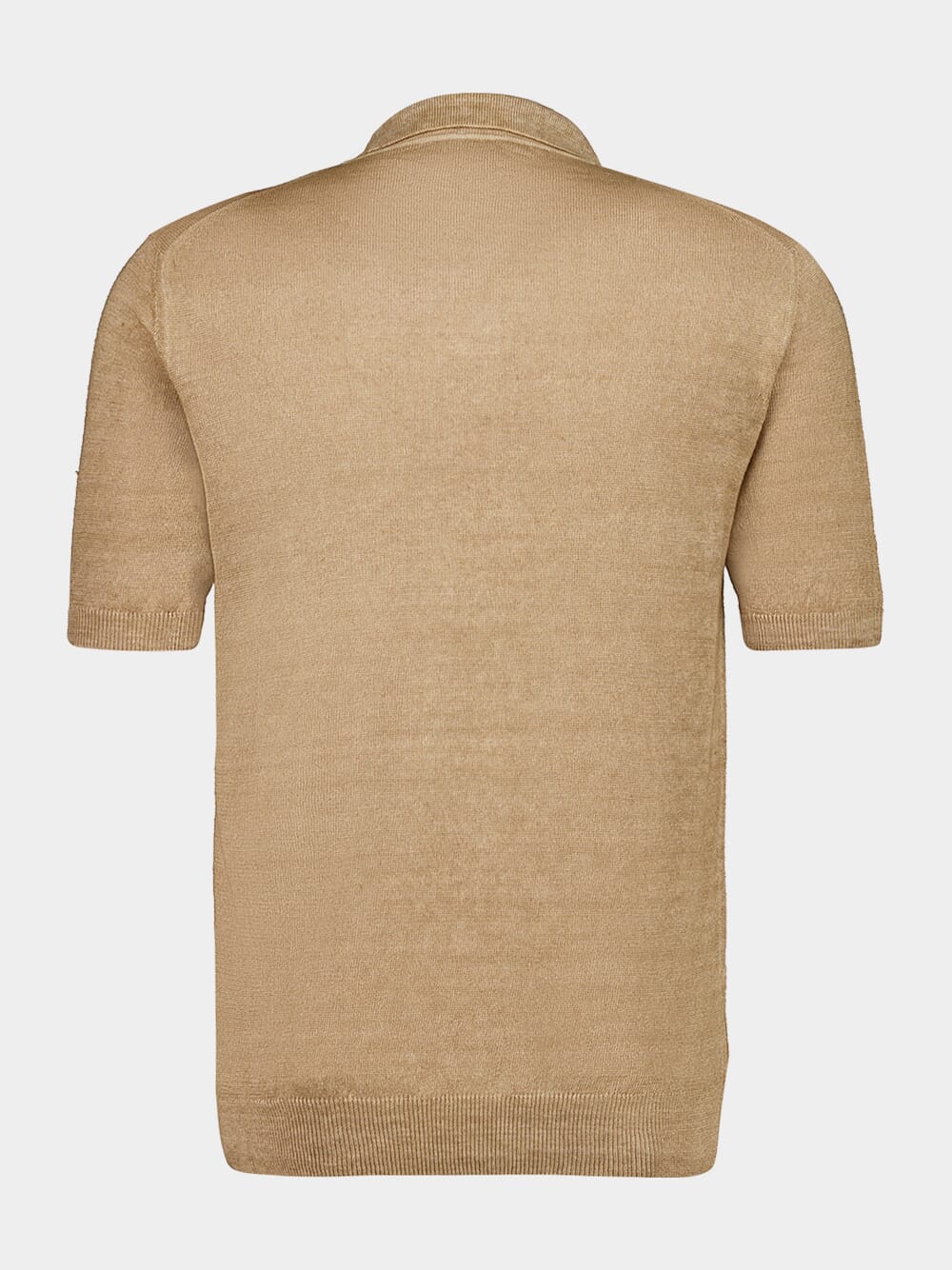 Sand Beige Linen Polo Shirt - Image 2