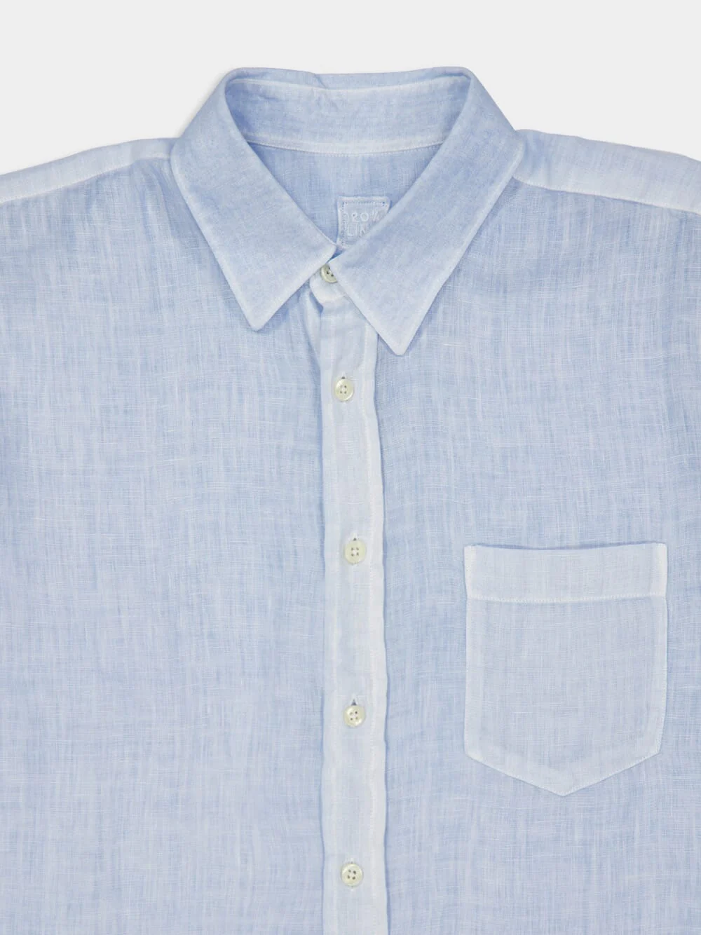Sea Soft Blue Linen Shirt with Pocket - Image 3