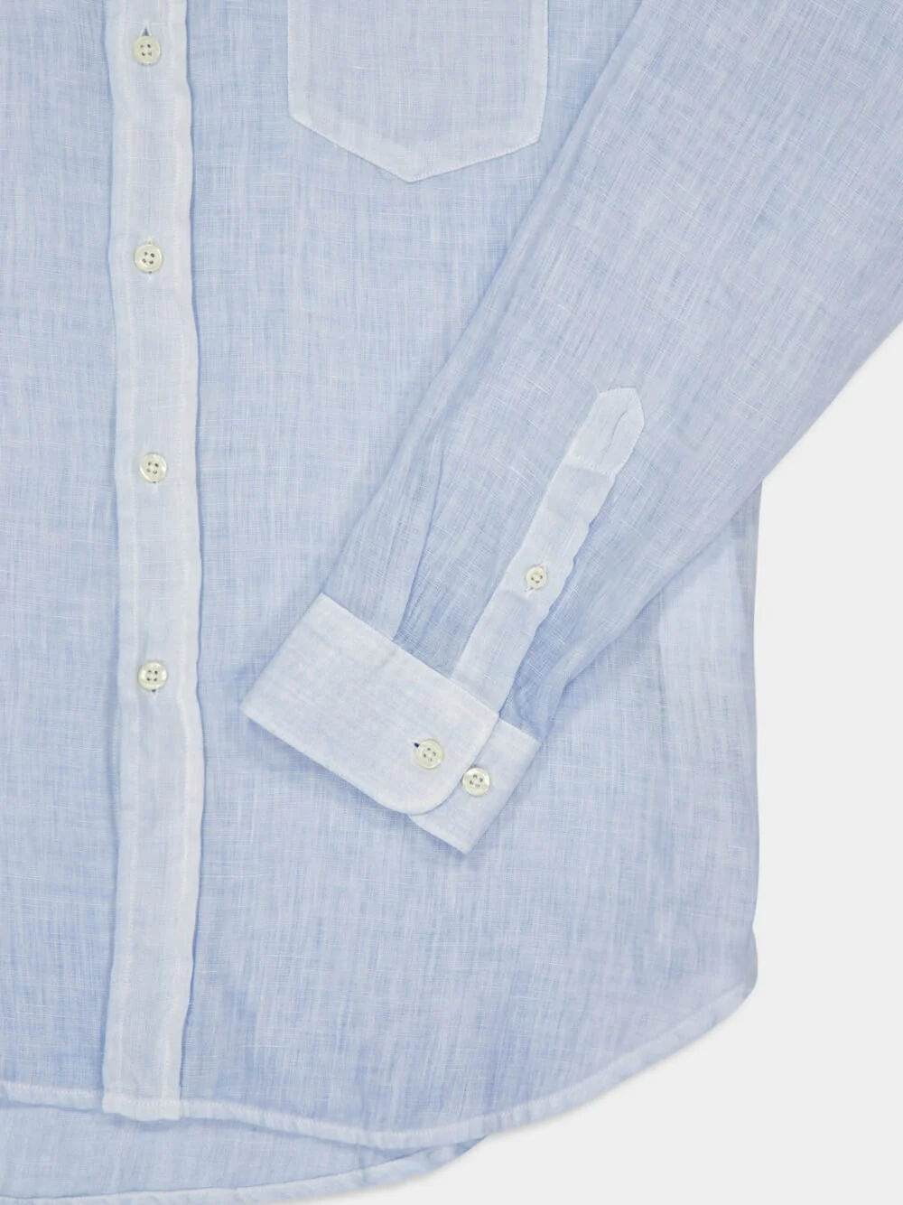 Sea Soft Blue Linen Shirt with Pocket - Image 4