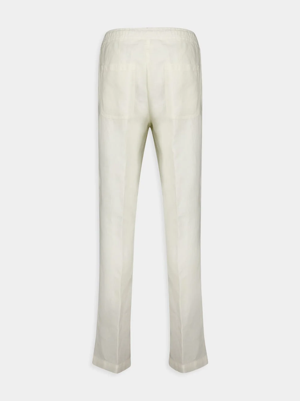 White Casual Fit Linen Pants - Image 2
