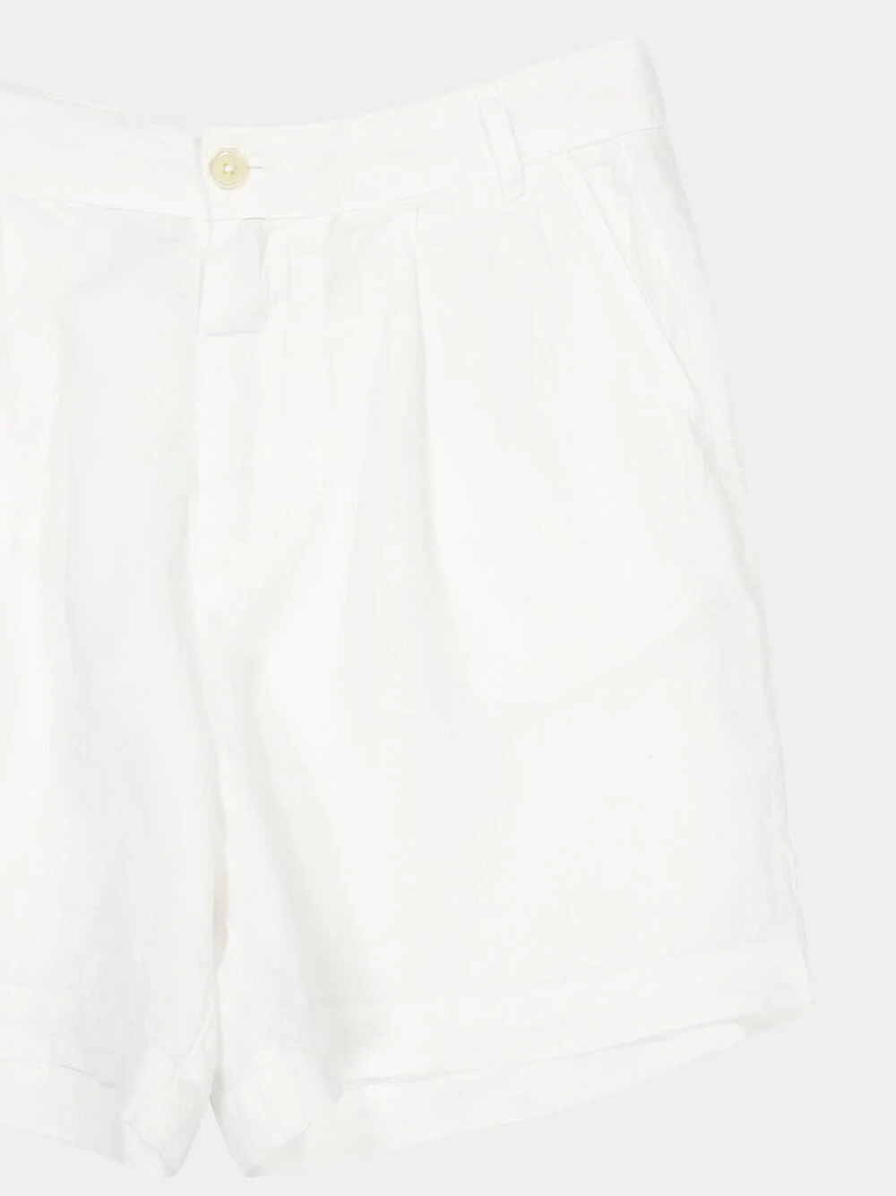 White Linen Casual Bermuda Shorts - Image 4