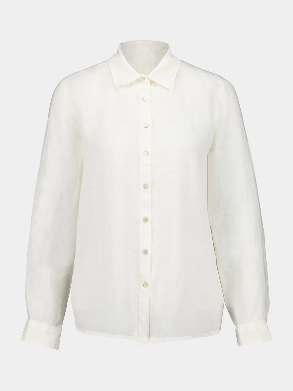 White Linen Long Sleeve Button-Up Shirt