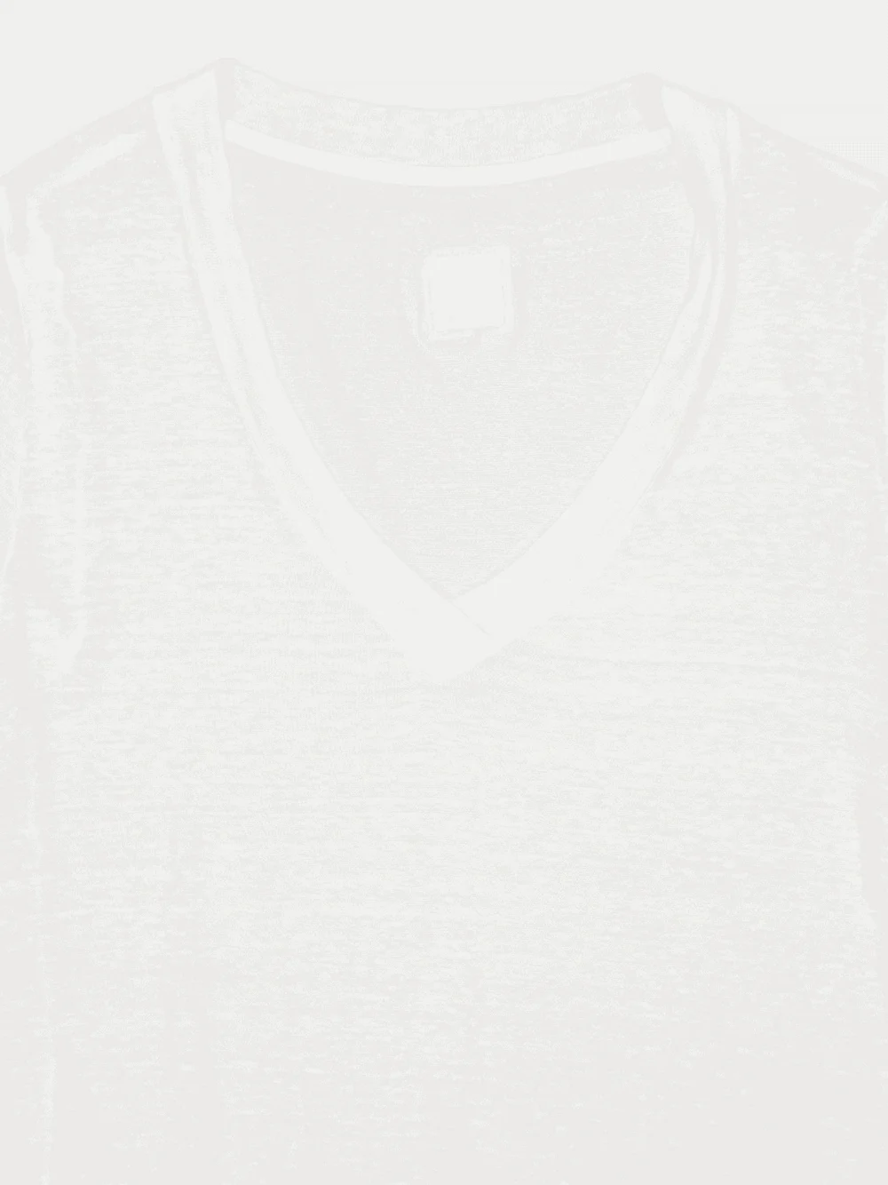 White Linen V-Neck T-Shirt - Image 3