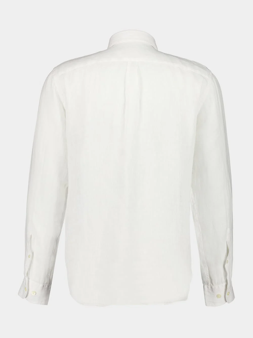 White Long-Sleeve Regular Fit Linen Shirt - Image 2