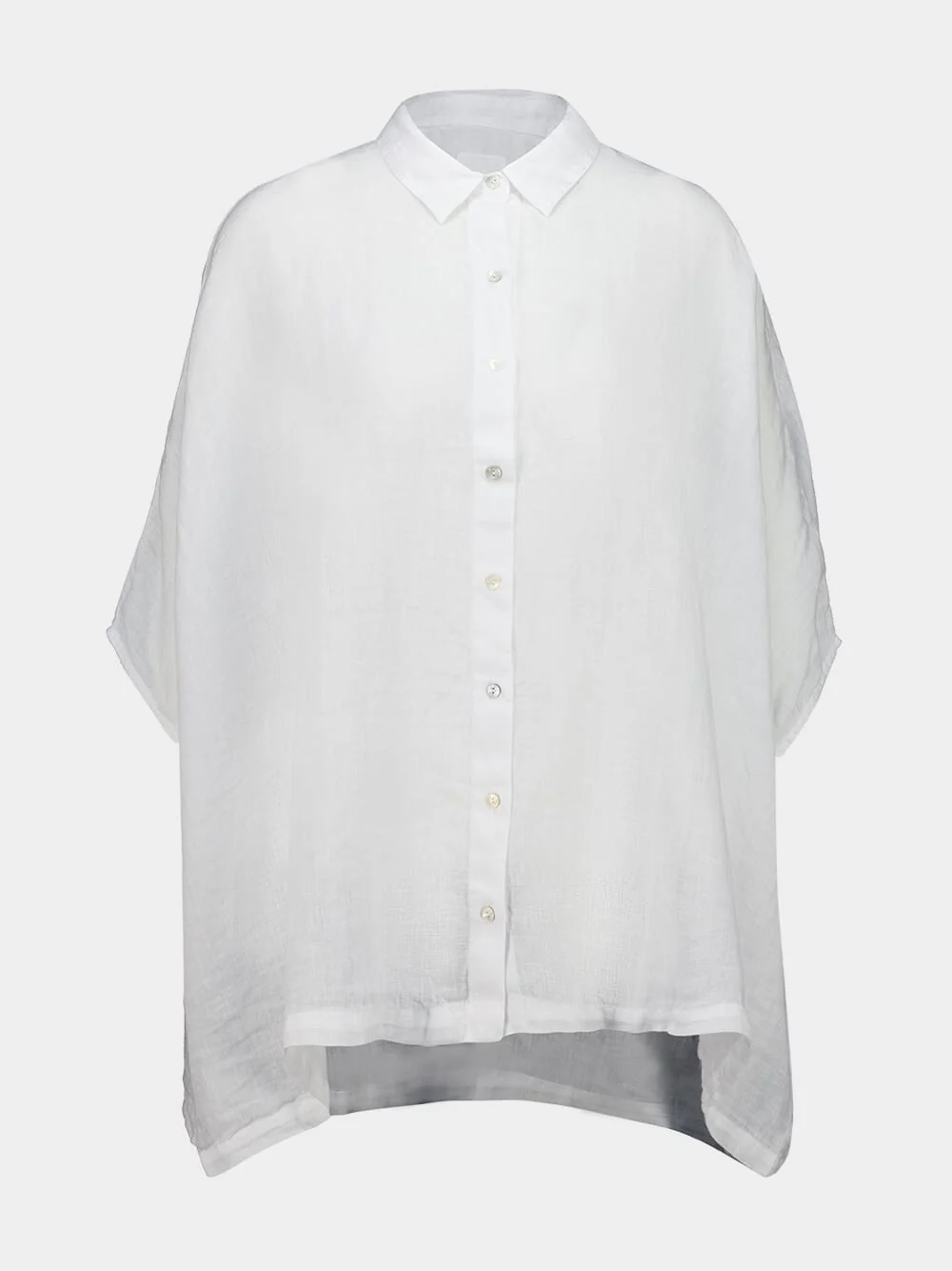 White Short Sleeve Linen Shirt