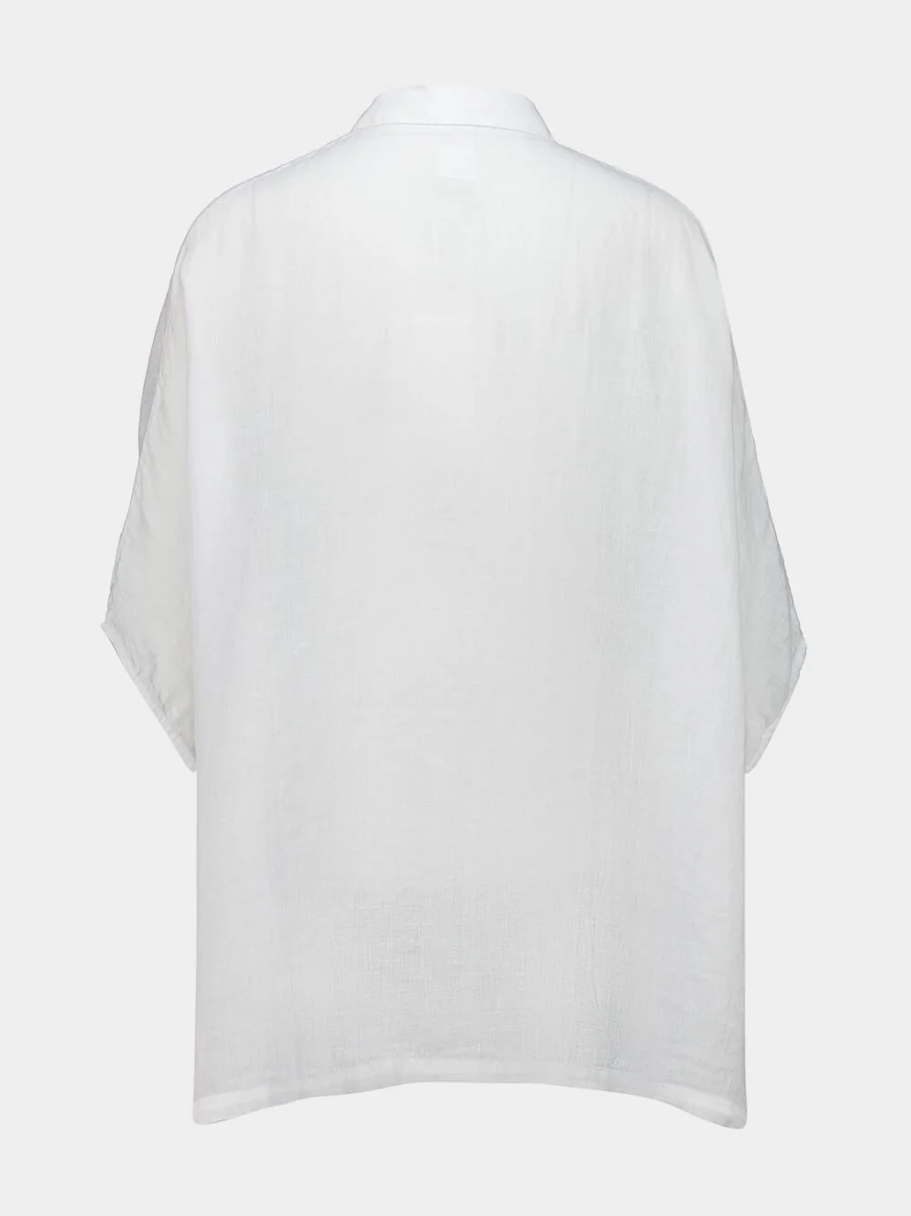 White Short Sleeve Linen Shirt - Image 2