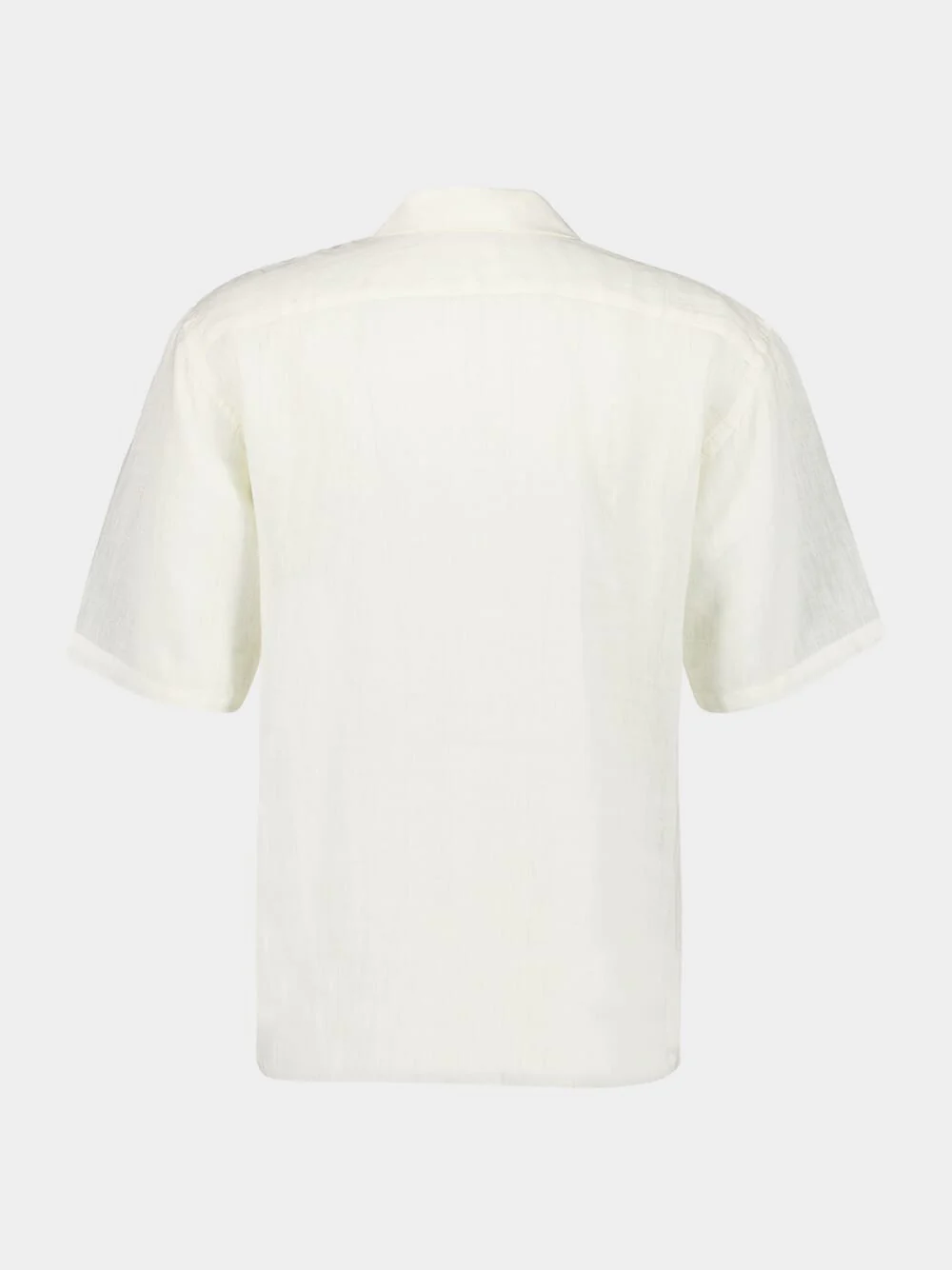 White Short-Sleeve Relaxed Fit Linen Shirt - Image 2