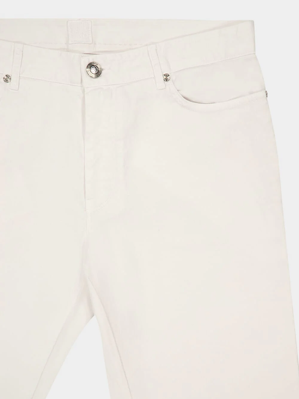 White Slim-Fit Linen Cotton Blend Trousers - Image 3