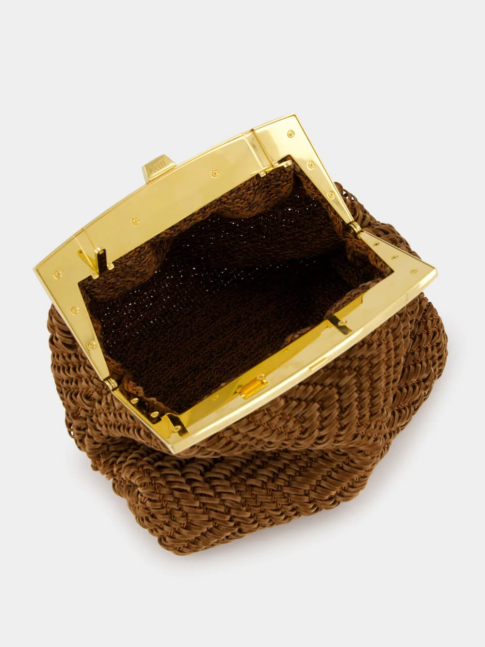 Woven Brown Suede Clutch Bag - Image 6