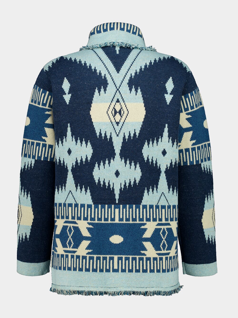 Arbour-Light Blue Icon Jacquard Cashmere Cardigan - Image 3