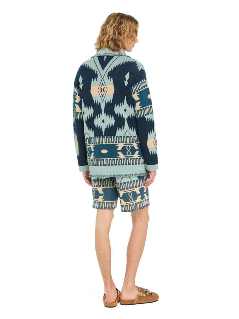 Arbour-Light Blue Icon Jacquard Cashmere Cardigan - Image 4