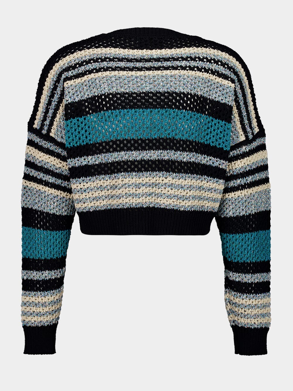 Black and Teal Ocean Stripes Sweater - Image 3