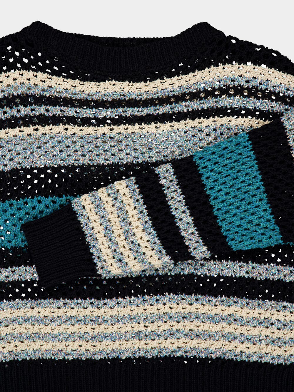 Black and Teal Ocean Stripes Sweater - Image 5