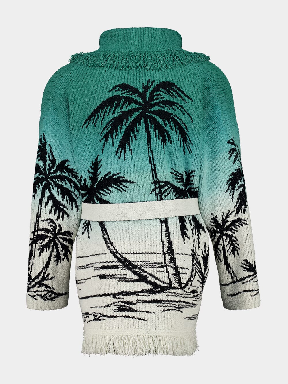 Green Wave Bloom Jacquard Cardigan - Image 4