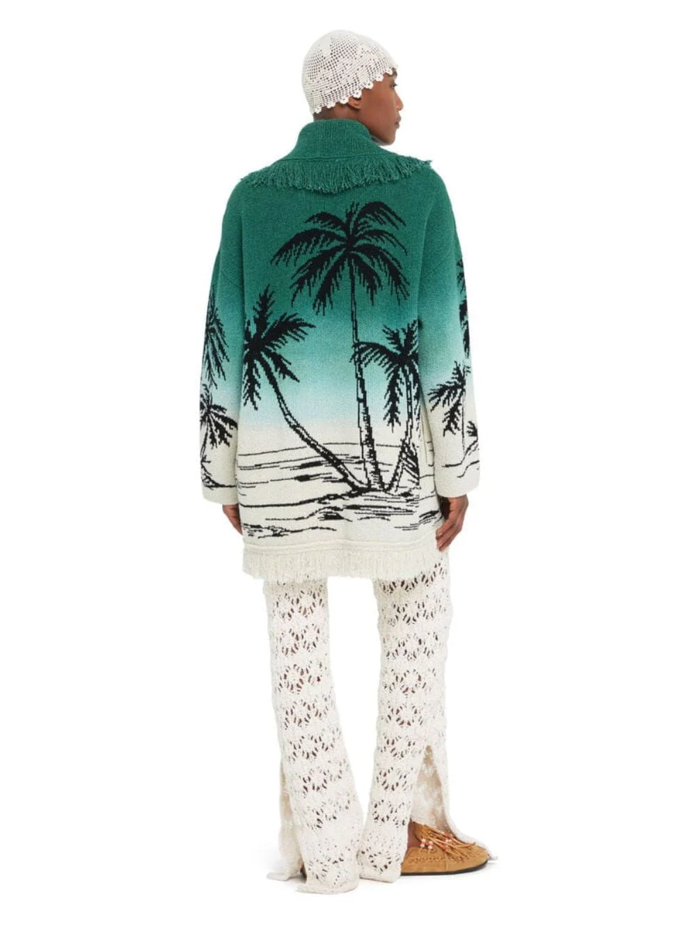 Green Wave Bloom Jacquard Cardigan - Image 5