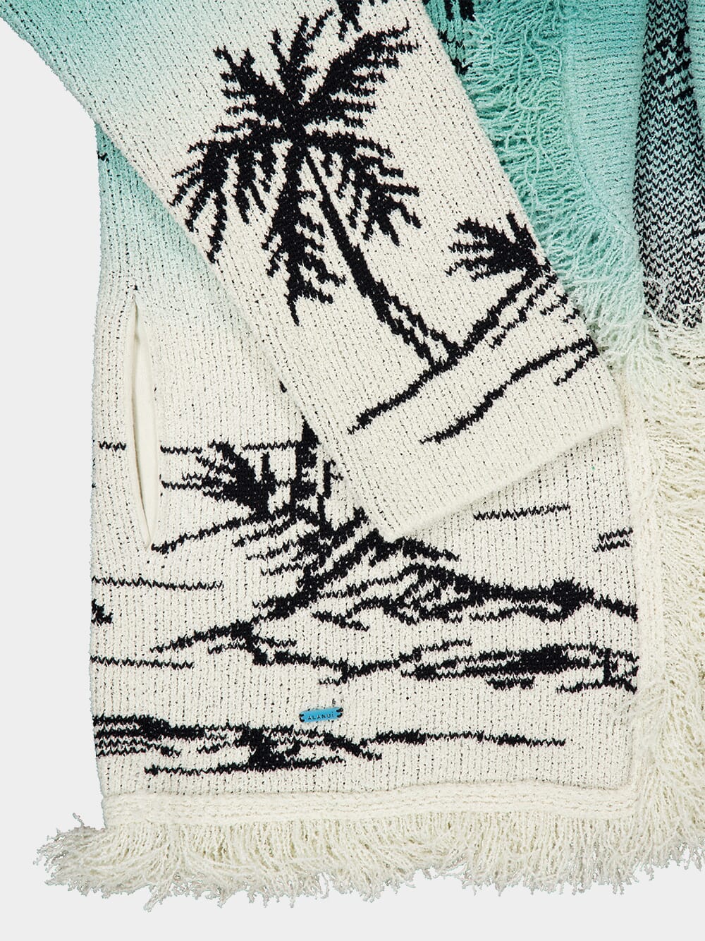Green Wave Bloom Jacquard Cardigan - Image 7