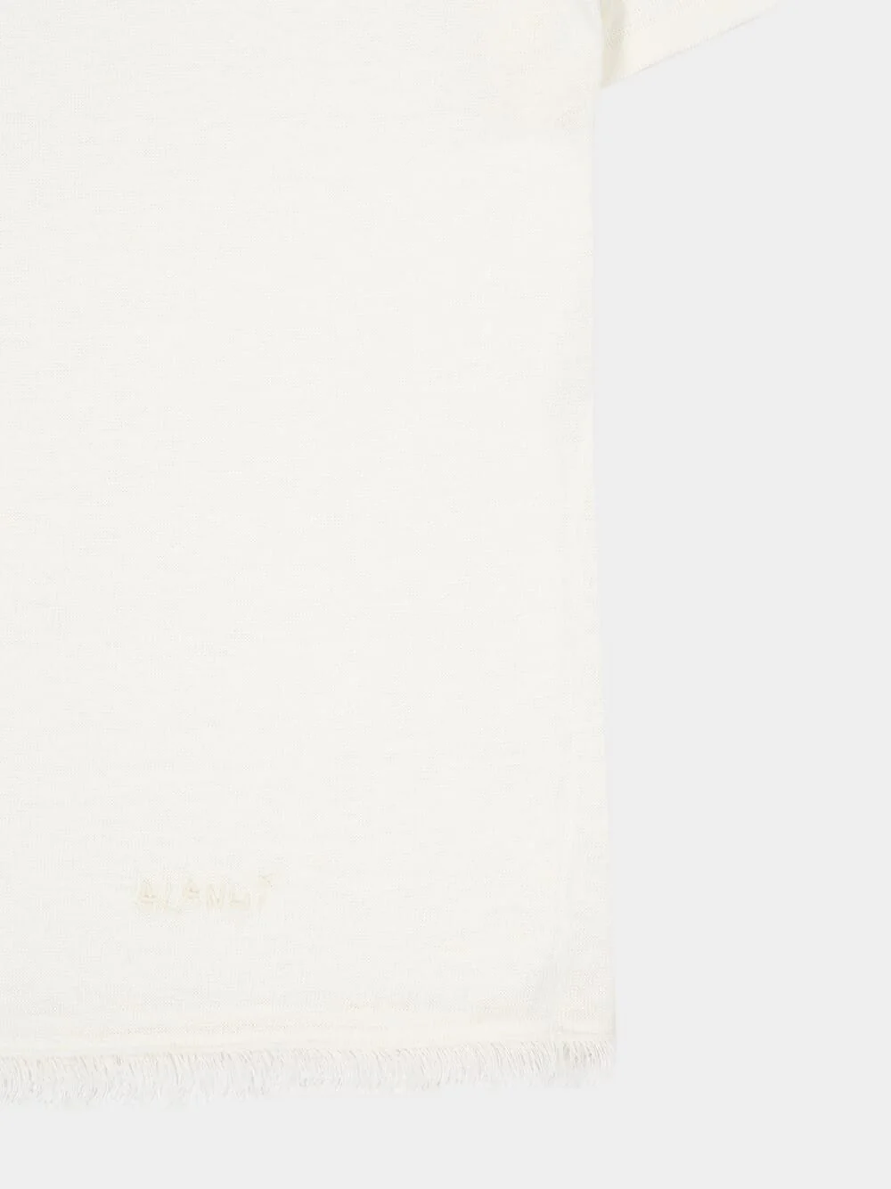 White Linen Casual Fit Short-Sleeve T-Shirt - Image 3