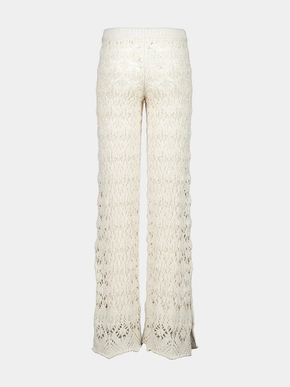 White Pearl Openwork Knit Romance Pants - Image 3