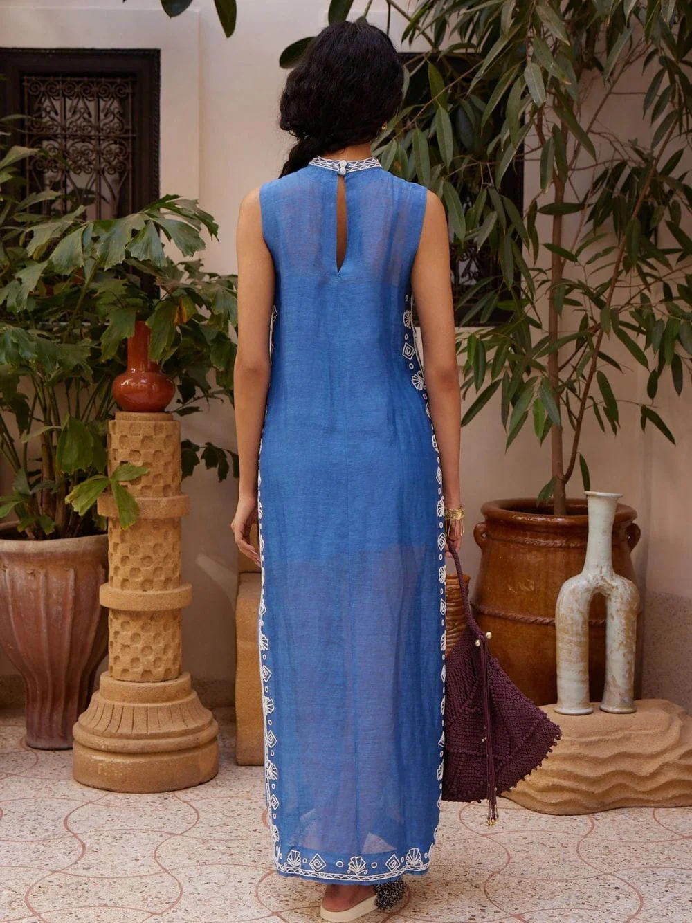 Blue Yasmeen Embellished Midi Dress - Image 3