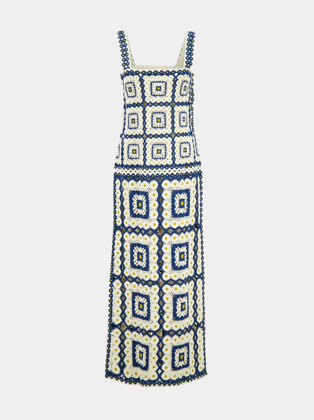 Blue Dolly Crochet Cotton Midi Dress