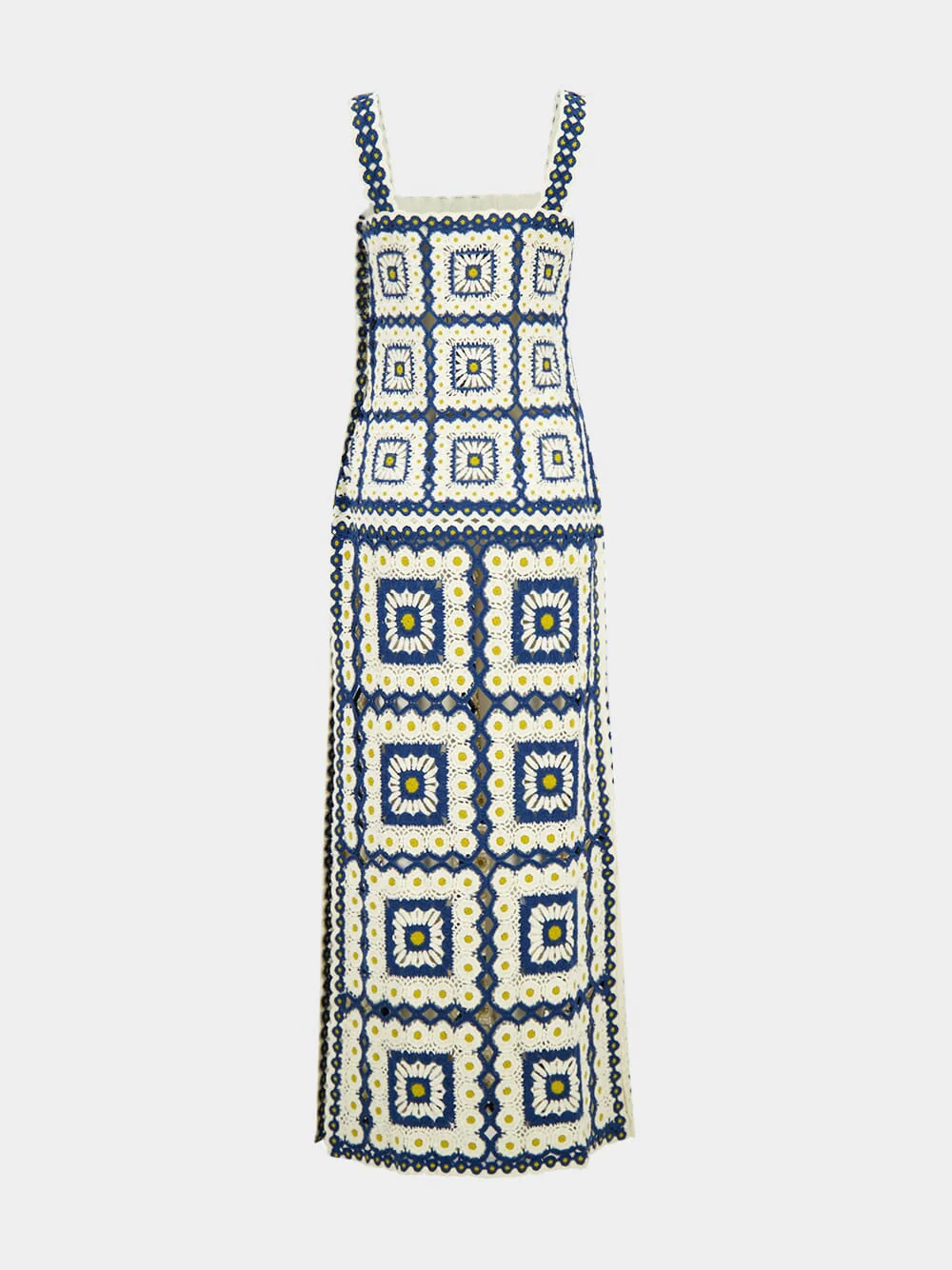 Blue Dolly Crochet Cotton Midi Dress - Image 3