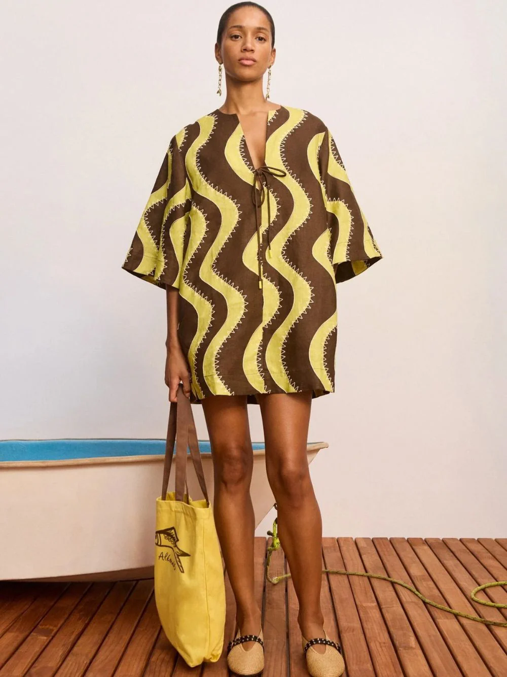 Yellow Frankie Linen Mini Tunic Dress