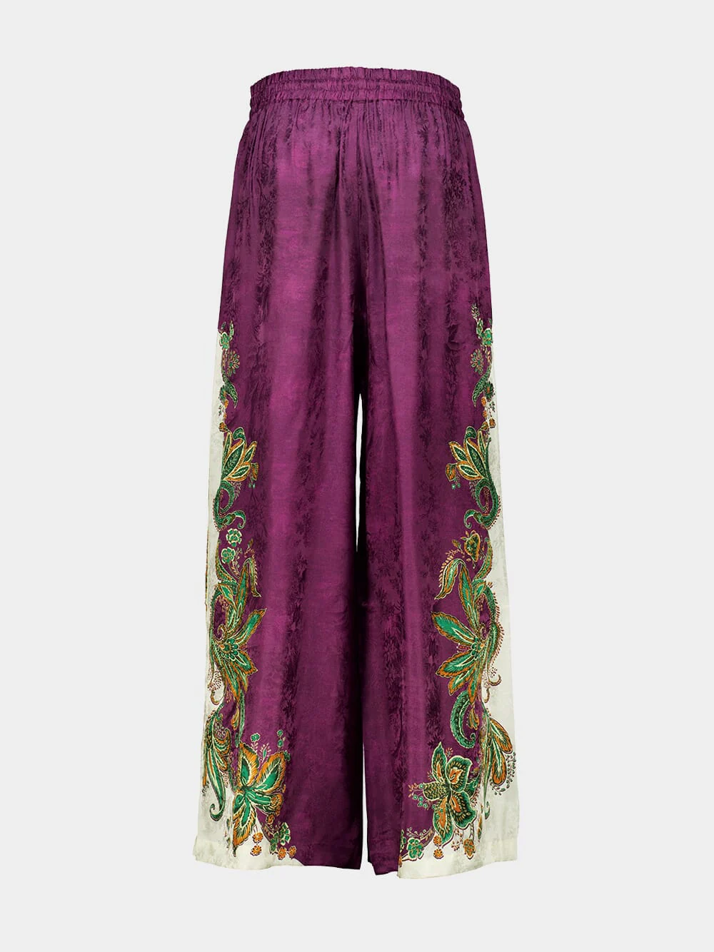 Purple Ruthie Silk Blend Wide-Leg Trousers - Image 2