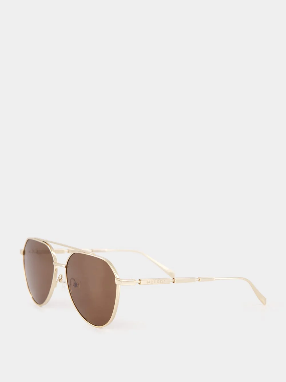 Gold Metal Pilot Sunglasses with Brown Lenses - Image 3