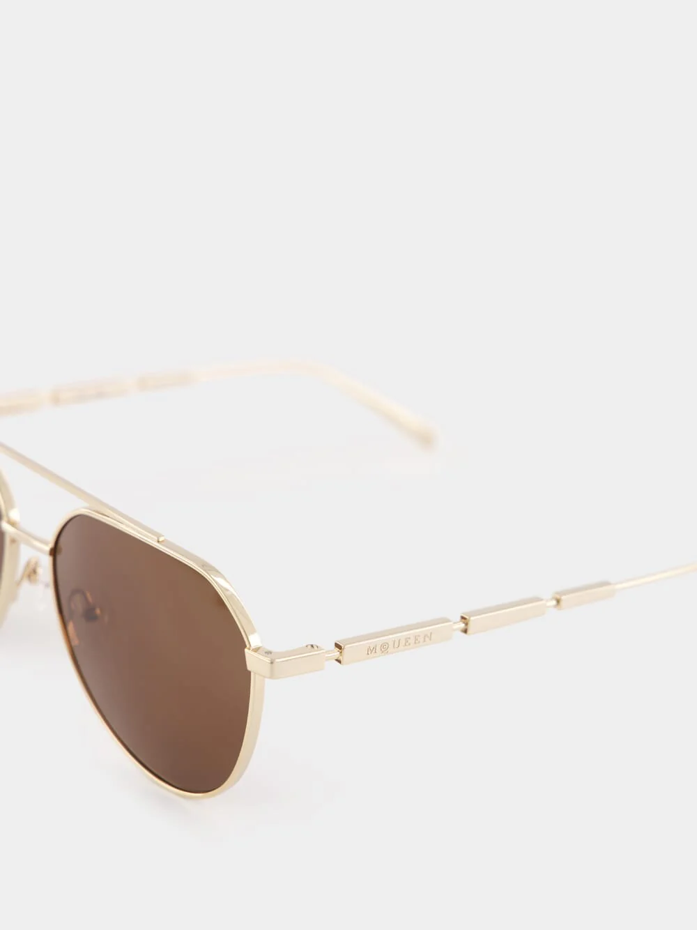 Gold Metal Pilot Sunglasses with Brown Lenses - Image 4