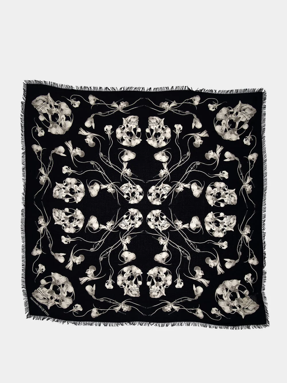 Ironed Flower and Skull Foulard