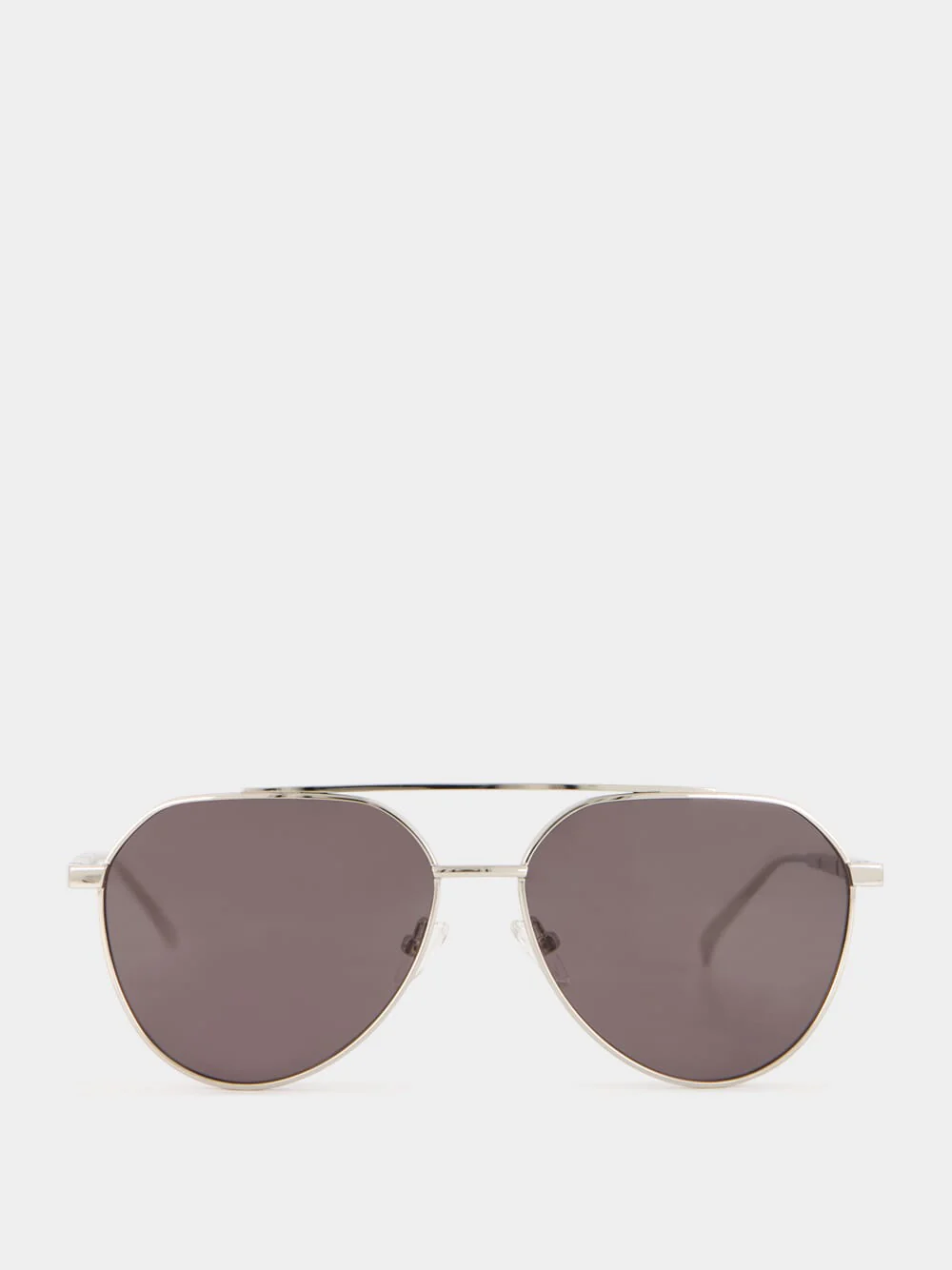 Silver Metal Pilot Sunglasses with Smoke Lenses