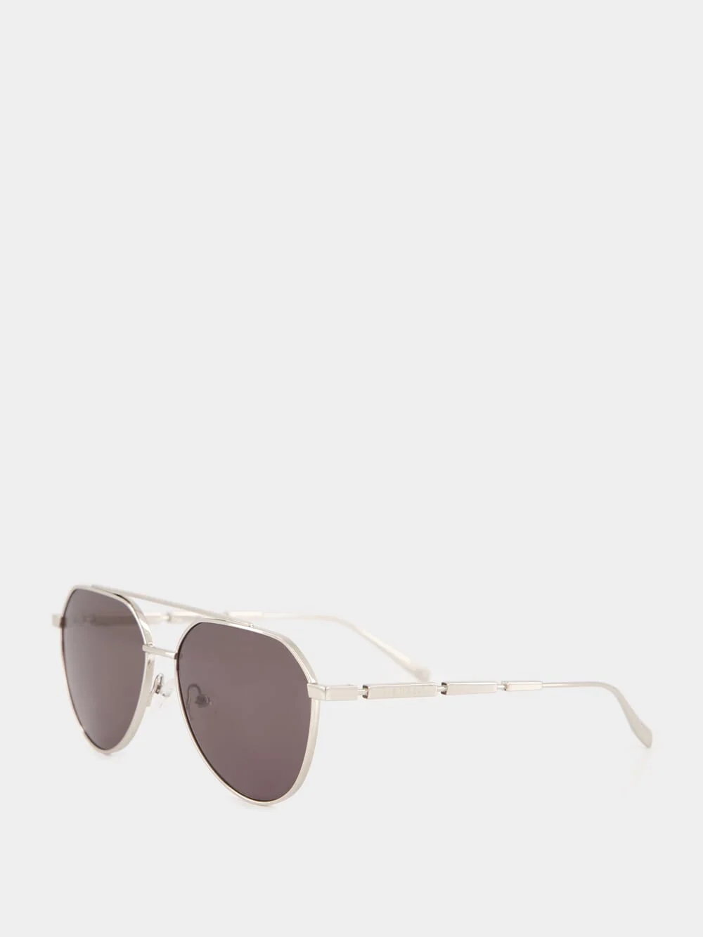Silver Metal Pilot Sunglasses with Smoke Lenses - Image 3