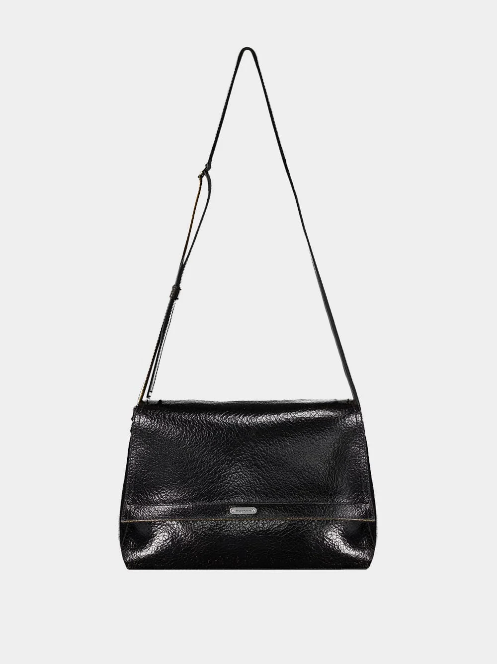 Black Crackled Leather Slouch Bag - Image 3