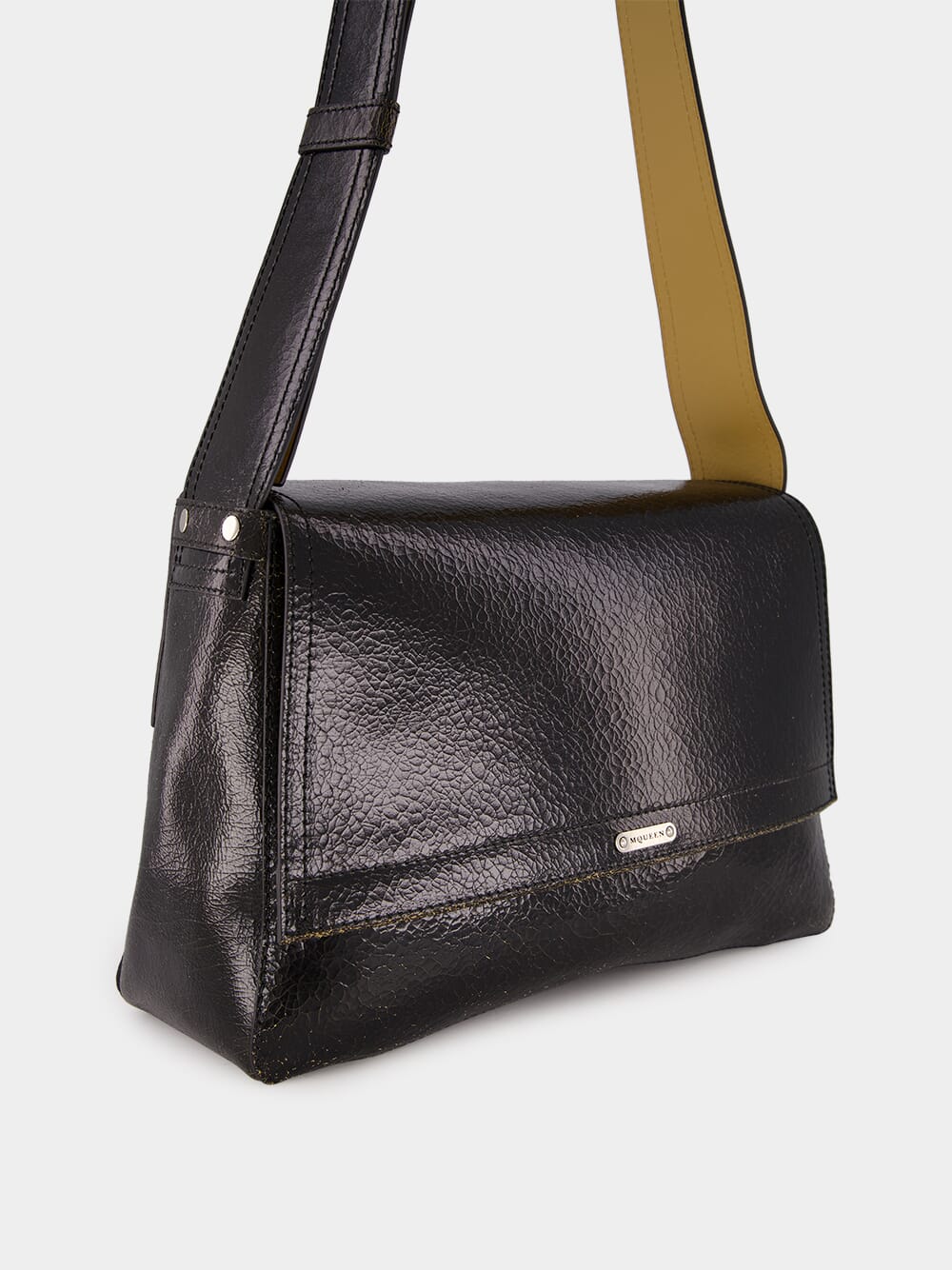 Black Crackled Leather Slouch Bag - Image 4