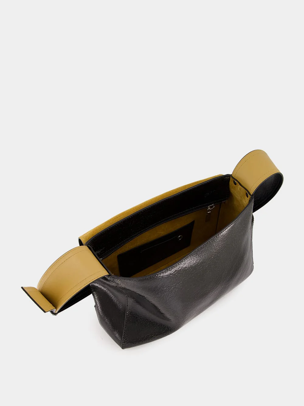 Black Crackled Leather Slouch Bag - Image 7