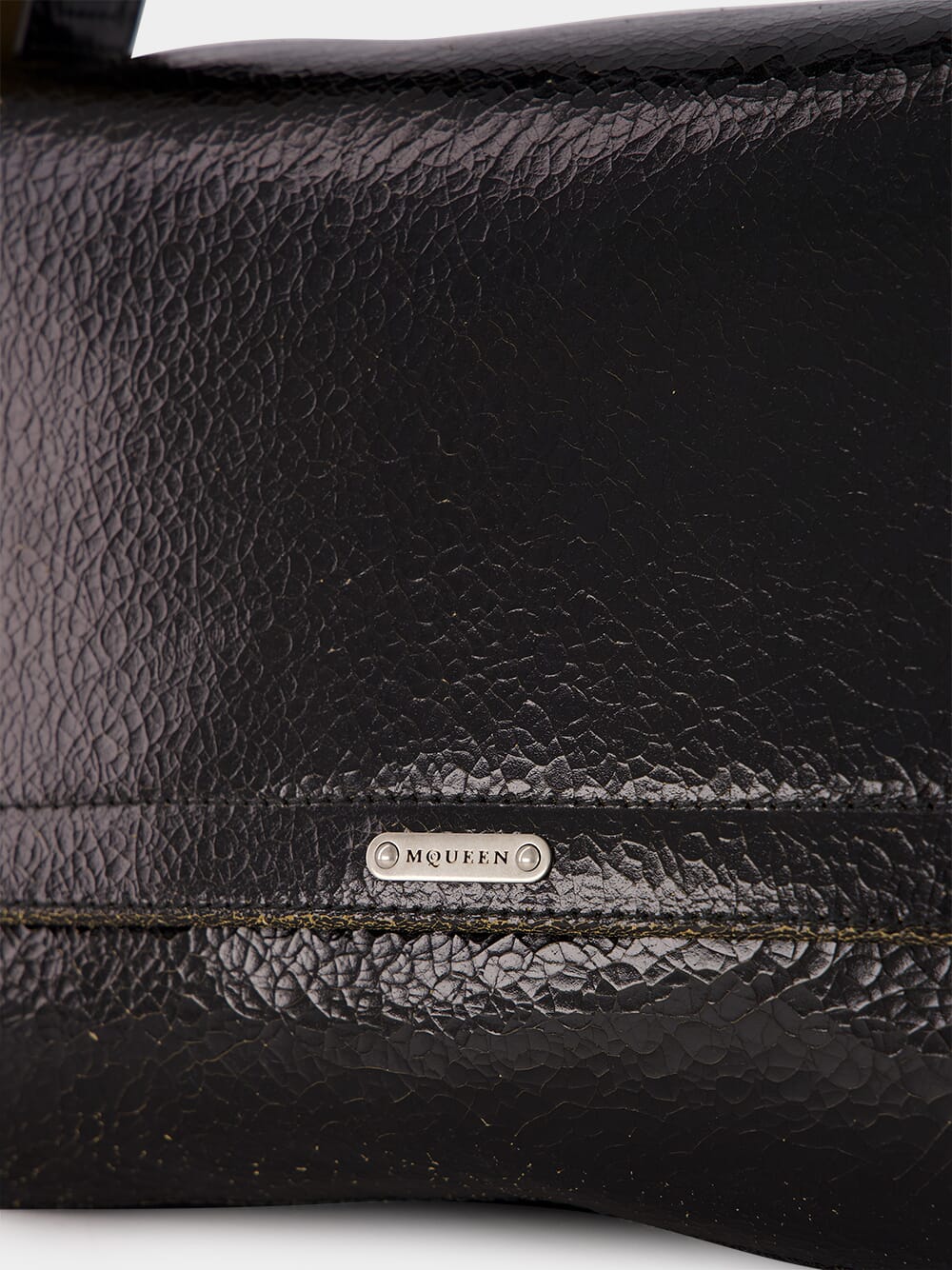 Black Crackled Leather Slouch Bag - Image 8