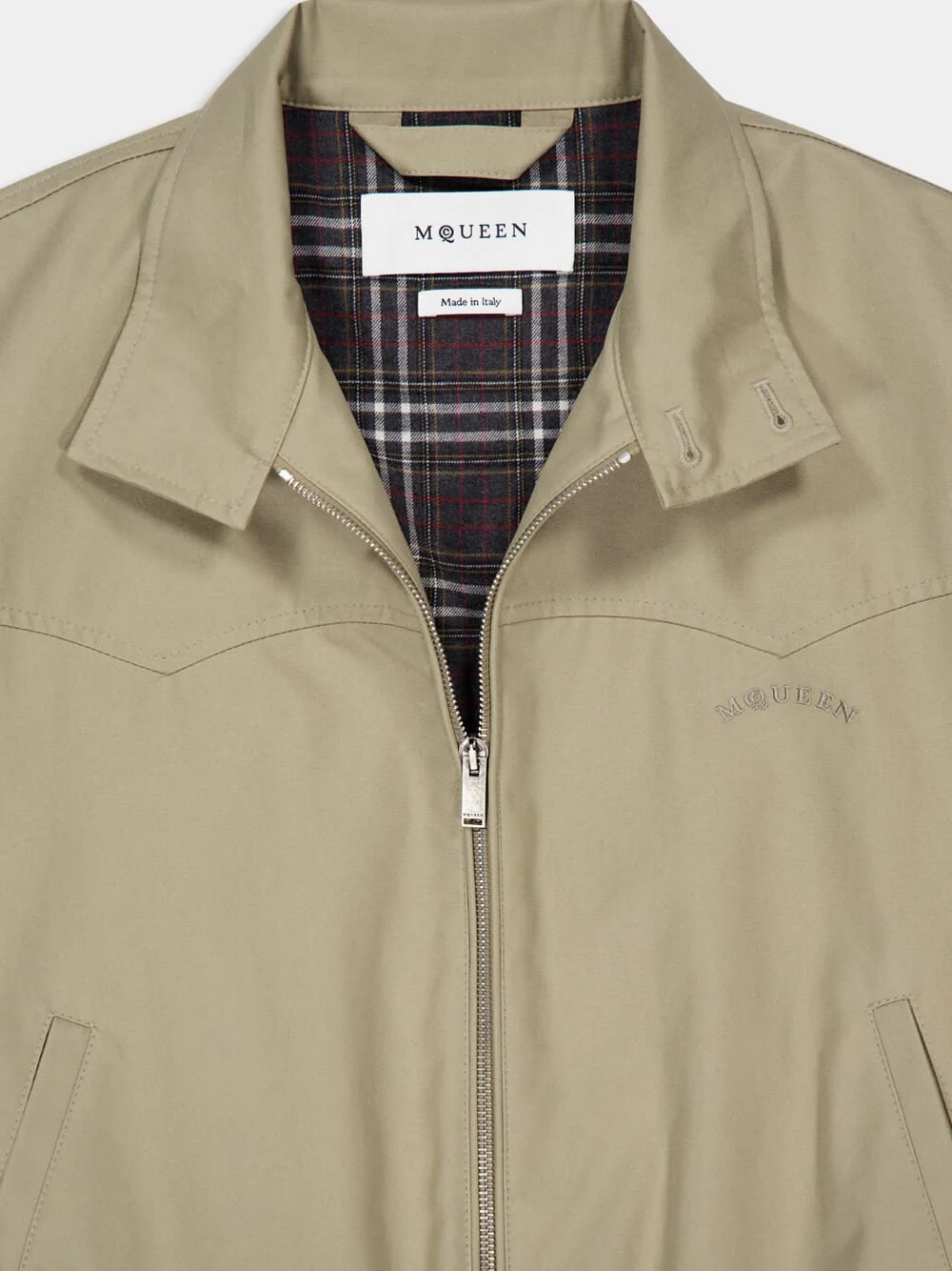 Beige Cropped Harrington Cotton Jacket - Image 5