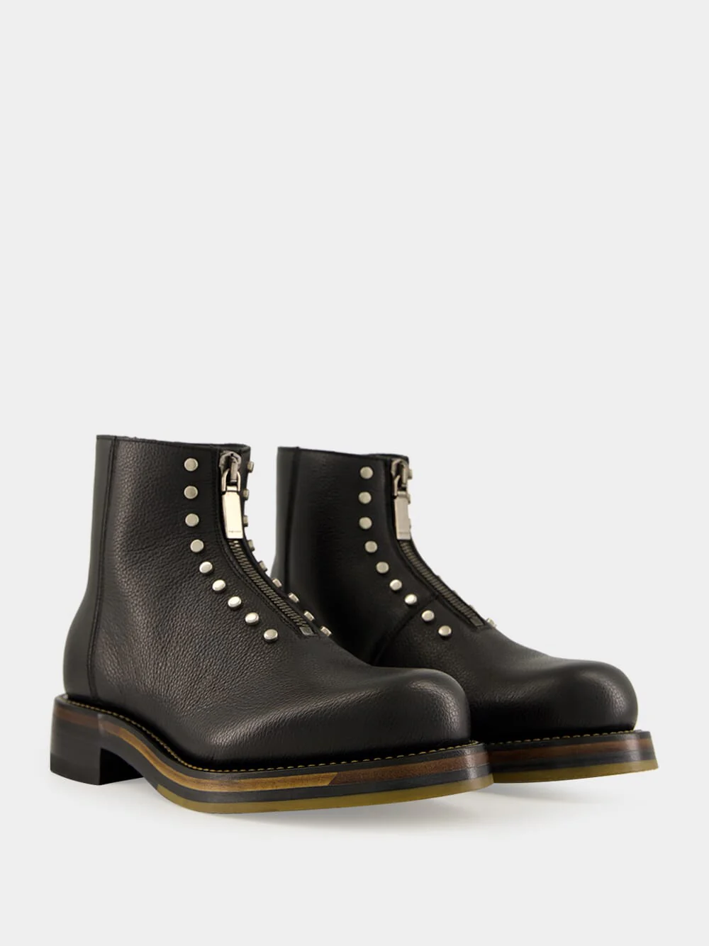 Black Calf Leather Maker Zip Boots - Image 3